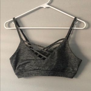 Gray criss  cross sports bra